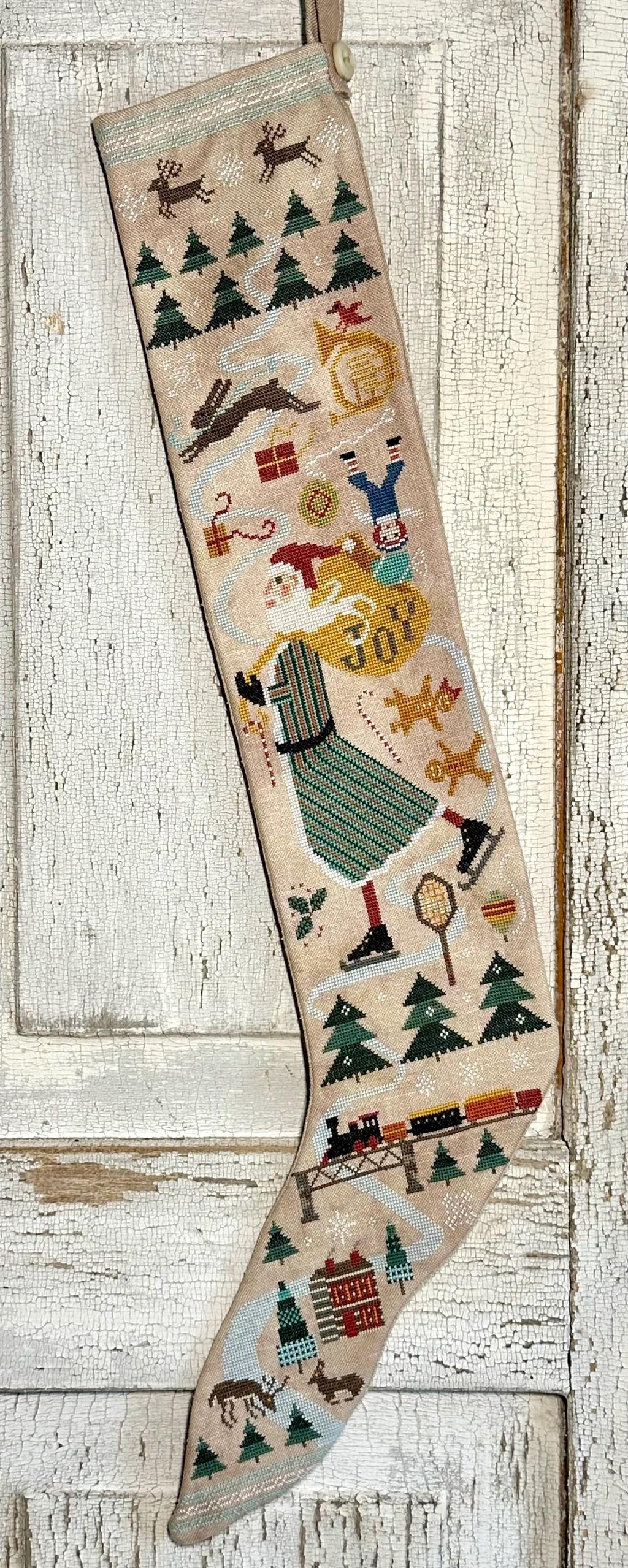 Skating Santa Stocking & Sampler